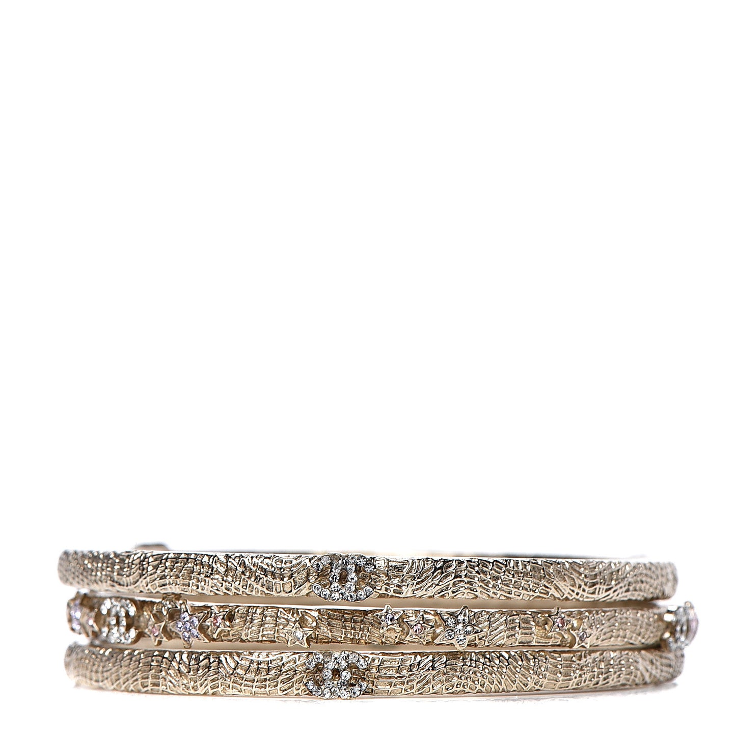 Crystal CC Bangle Set of 3 Gold