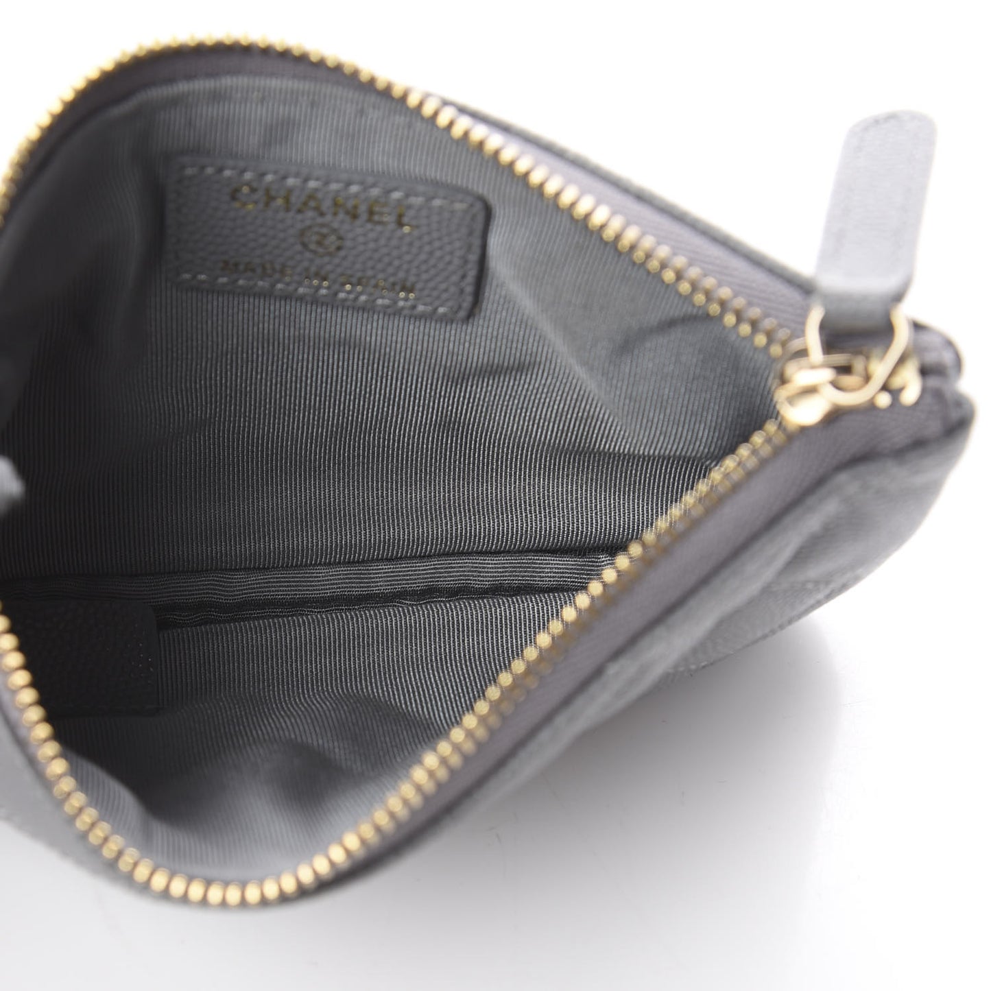 Caviar Quilted Small Cosmetic Case Grey