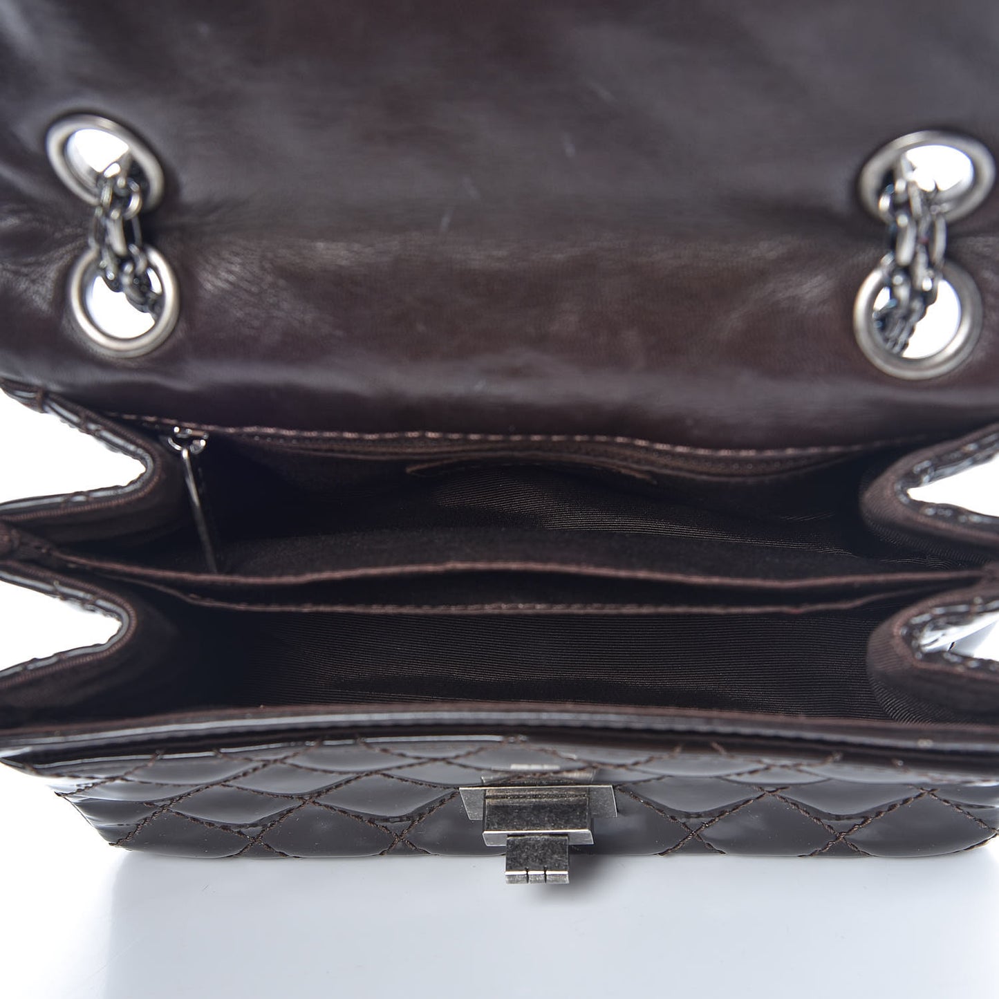 Patent Quilted Small Accordion 2.55 Reissue Flap Dark Brown