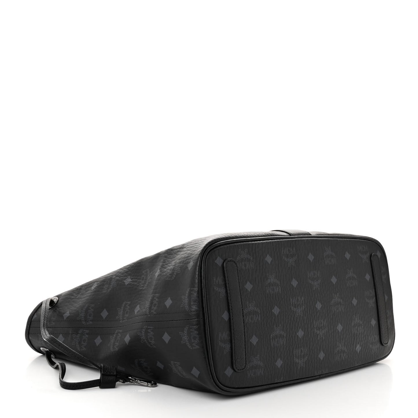 Grained Calfskin Visetos Medium Liz Reversible Shopper Tote Black