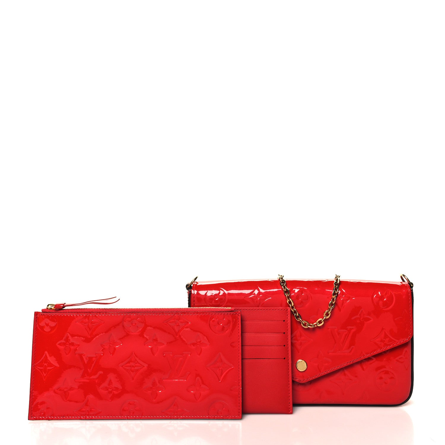 Louis Vuitton Vernis Felicie Pochette Chain Wallet Cherry 3 of 11