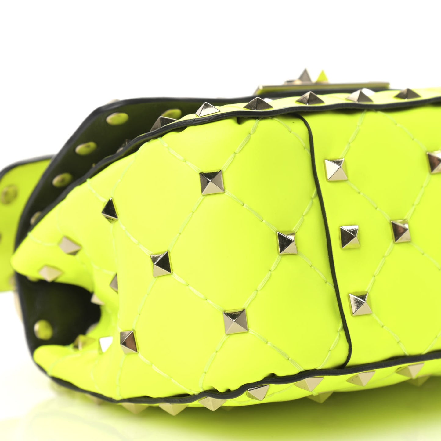 Calfskin Micro Rockstud Spike Shoulder Bag Lime