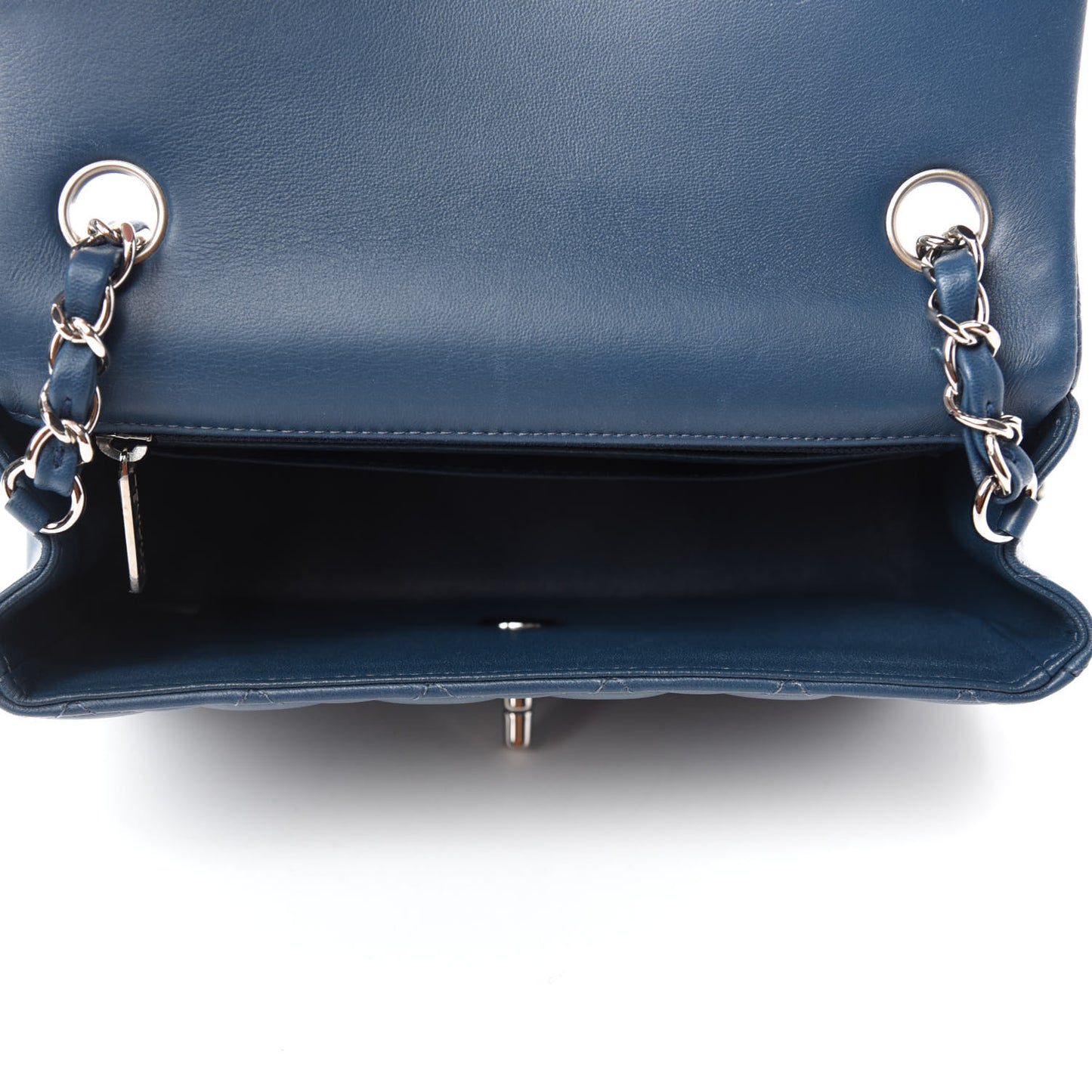Lambskin Quilted Mini Rectangular Flap Dark Blue