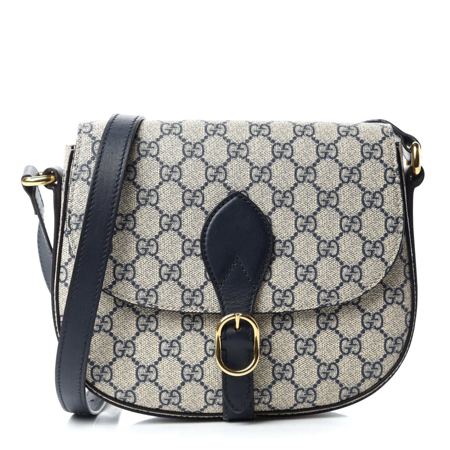 Gucci GG Supreme Monogram Small Messenger Shoulder Bag Beige Blue Navy 1 of 11