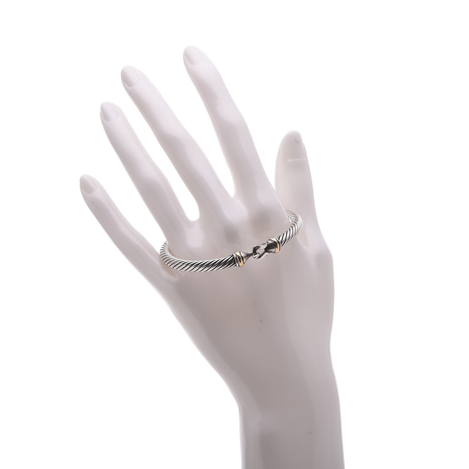 David Yurman Sterling Silver 18K Yellow Gold 5mm Cable Classic Buckle Bracelet 2 of 5