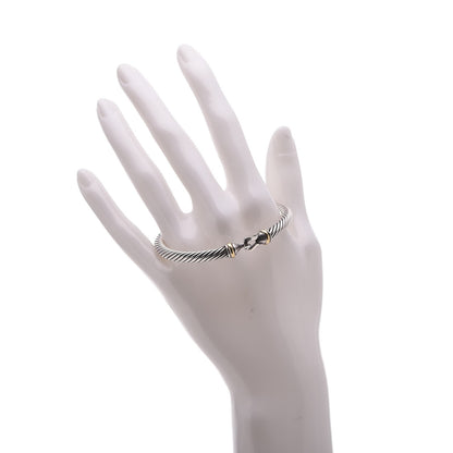 David Yurman Sterling Silver 18K Yellow Gold 5mm Cable Classic Buckle Bracelet 2 of 5