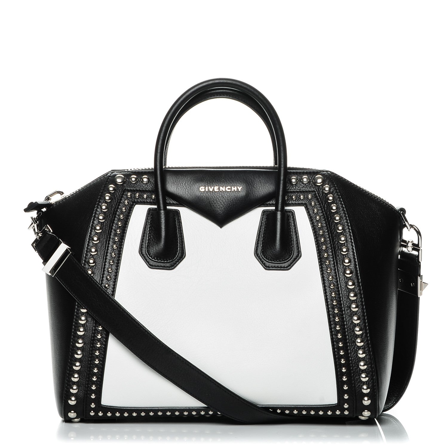 Givenchy Calfskin Medium Studded Bi-Color Antigona Black White 1 of 8