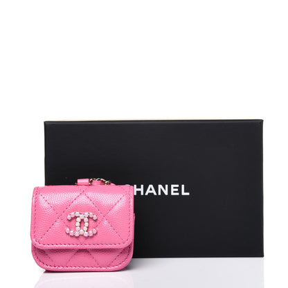 Chanel Caviar Quilted Crystal CC Airpods Pro Case Pink 10 of 10