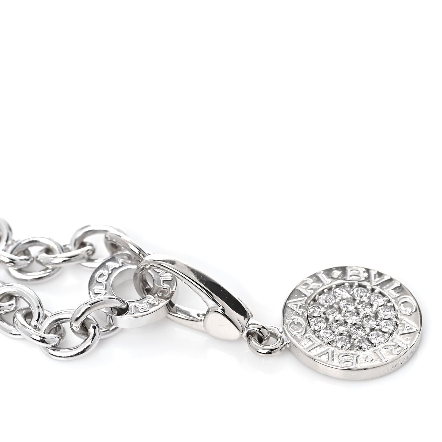 18K White Gold Diamond Disc Charm Bracelet