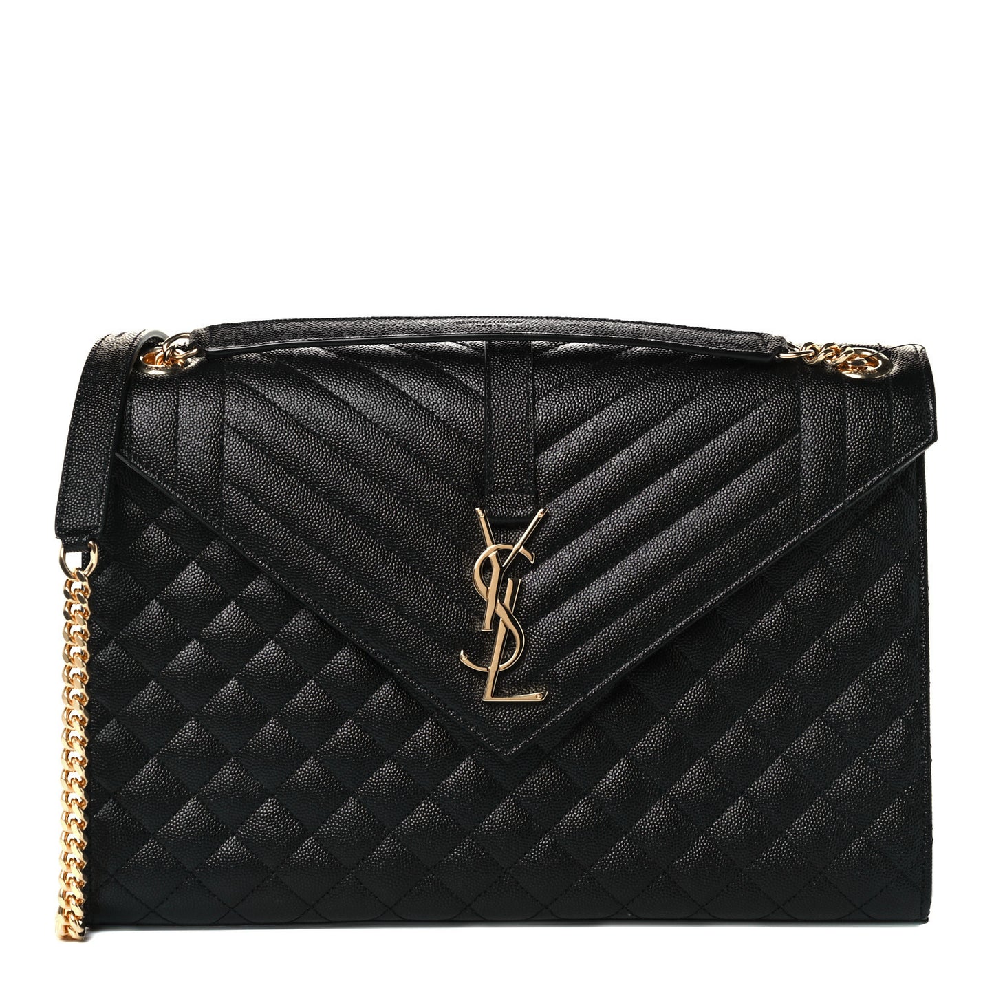 Grain De Poudre Textured Mixed Matelasse Large Triquilt Monogram Satchel Black
