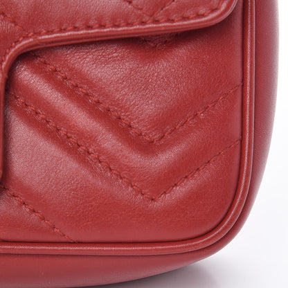 Gucci Calfskin Matelasse Super Mini GG Marmont Shoulder Bag Hibiscus Red 11 of 11