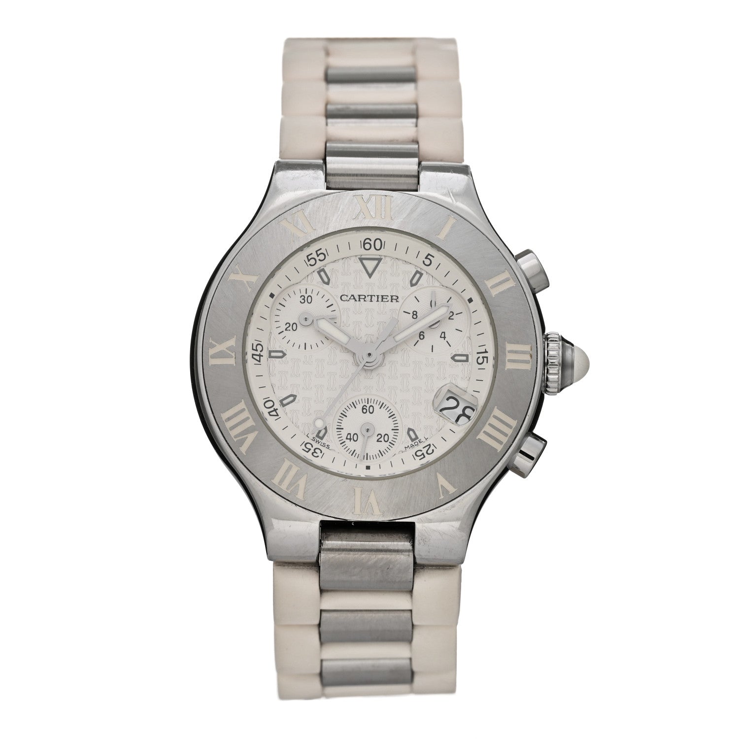 Cartier Stainless Steel Rubber 32mm Must 21 Chronoscaph Quartz Watch 1 of 5