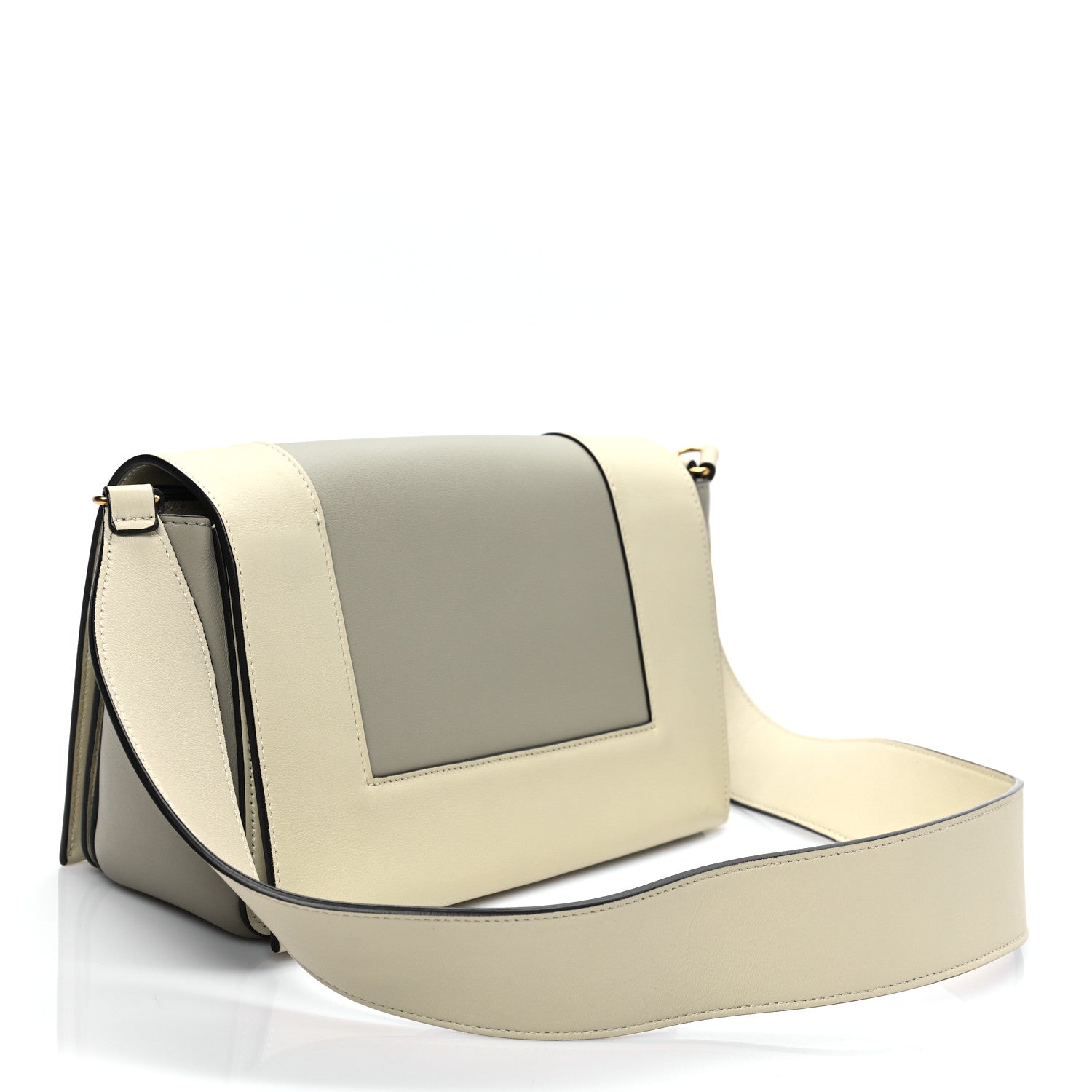 Celine Shiny Smooth Calfskin Medium Frame Shoulder Bag Chalk Mastic 3 of 9