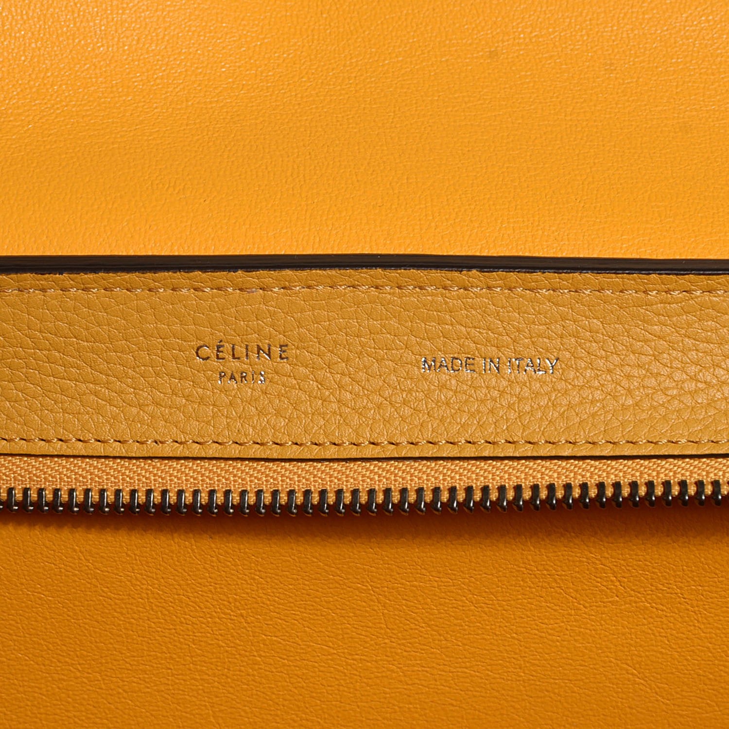 Celine Drummed Calfskin Suede Medium Trapeze Mustard 6 of 9