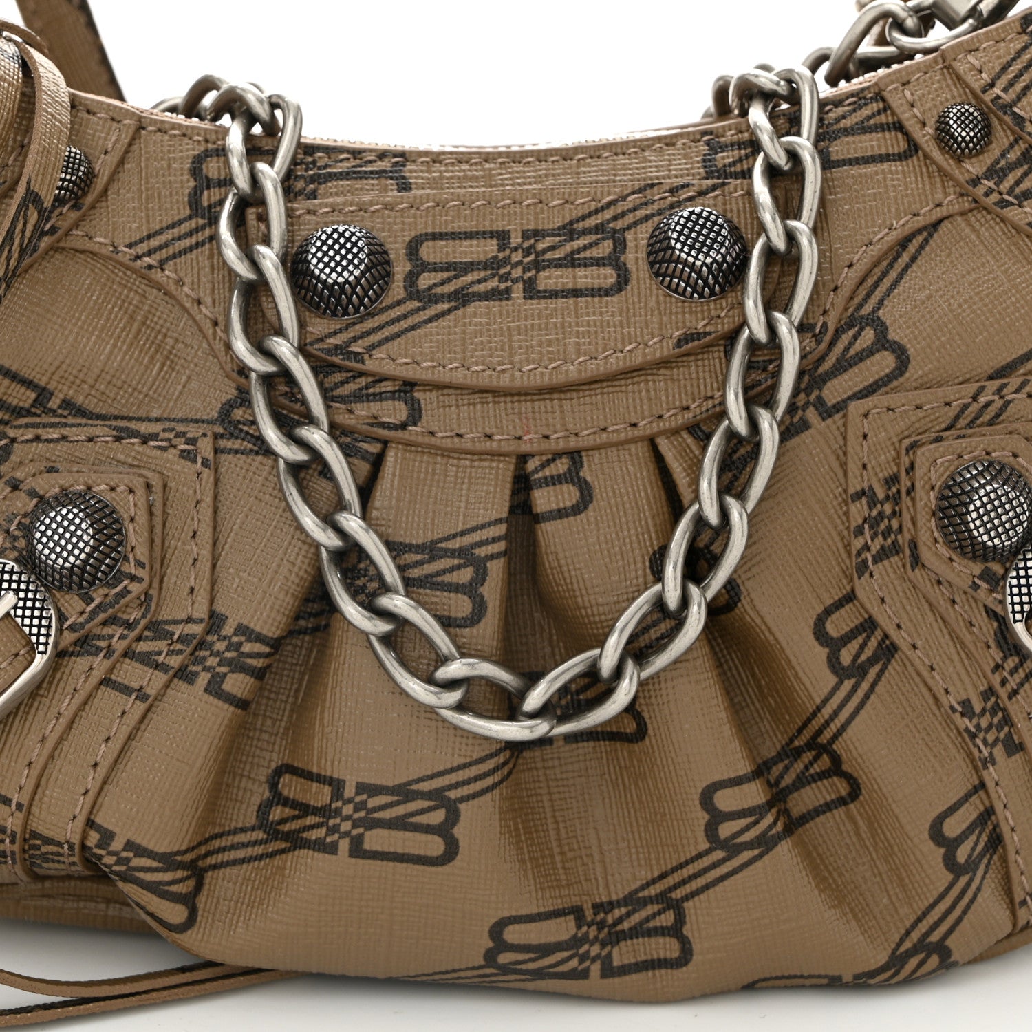 Balenciaga Coated Canvas BB Monogram Le Cagole Mini Purse With Chain Beige Brown 8 of 10