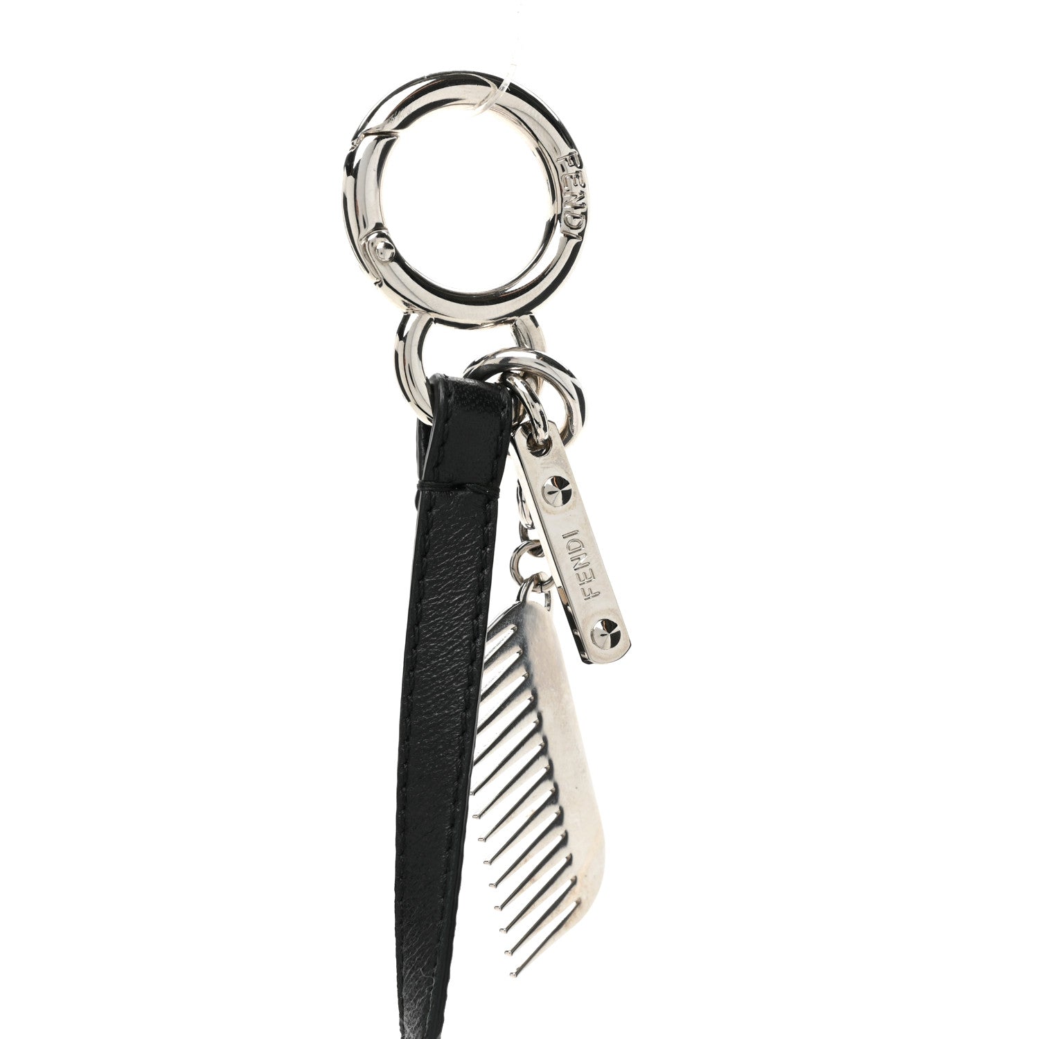 Fendi Fox Goat Mink Fur Nappa Crystal Studded Mini Karlito Tuxedo Bag Charm White Multicolor 3 of 4