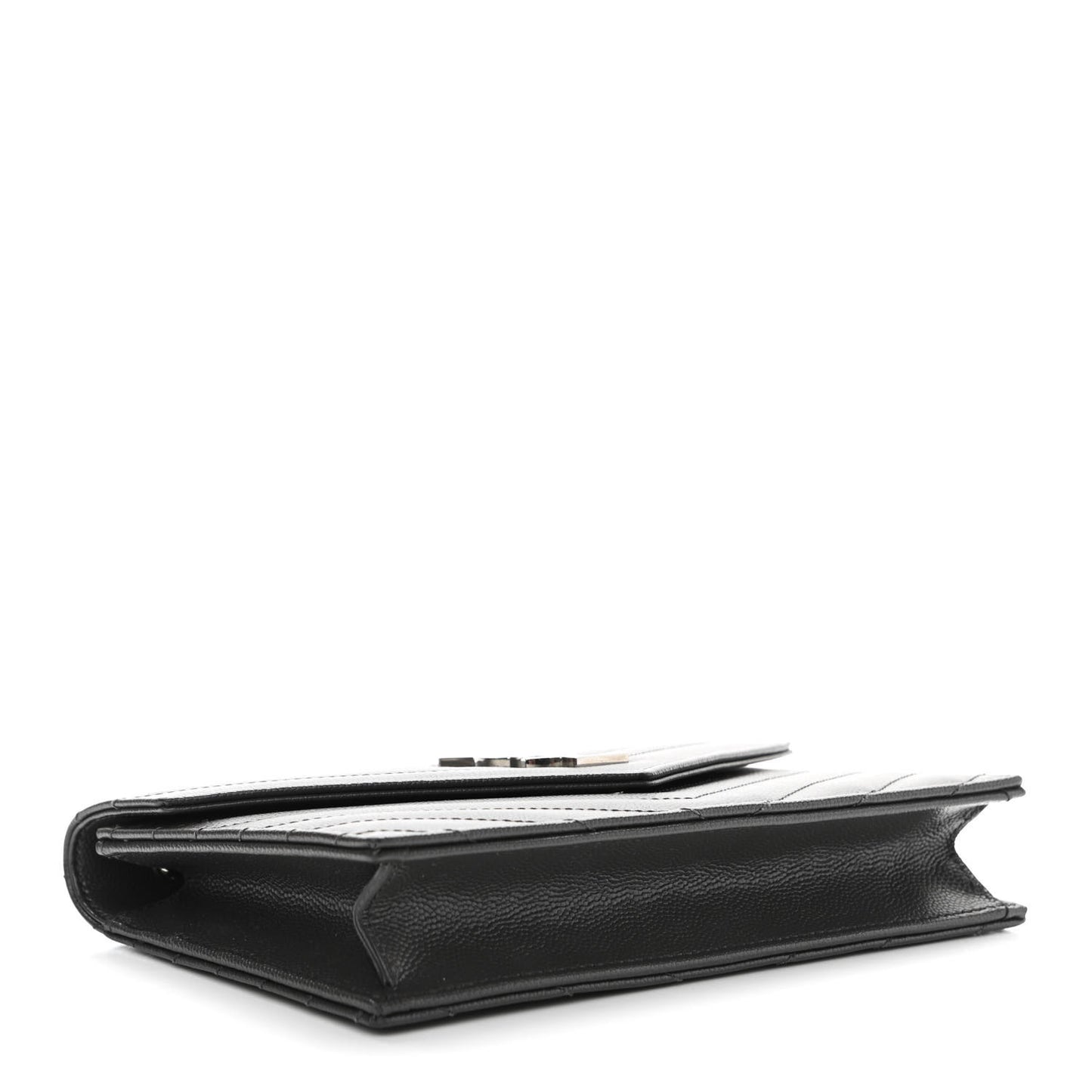 Grain De Poudre Matelasse Chevron Monogram Envelope Chain Wallet Dark Smog