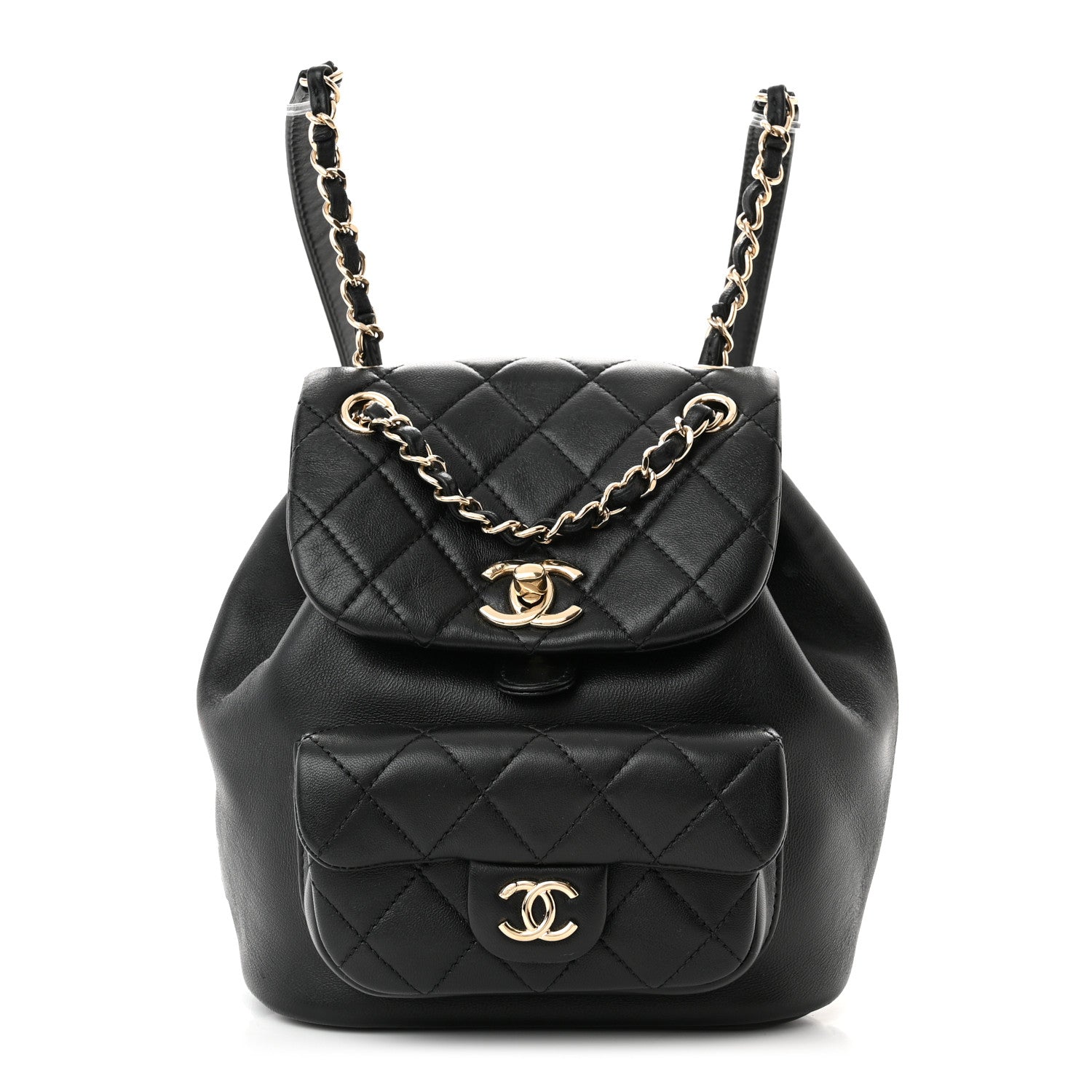 Chanel Lambskin Quilted Small Duma Drawstring Backpack Black 1 of 12