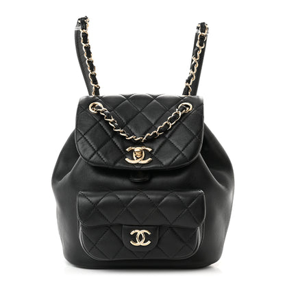Chanel Lambskin Quilted Small Duma Drawstring Backpack Black 1 of 12