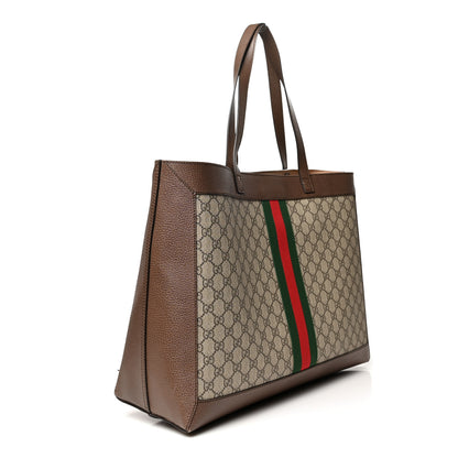 Gucci GG Supreme Monogram Web Ophidia Tote Brown 4 of 15
