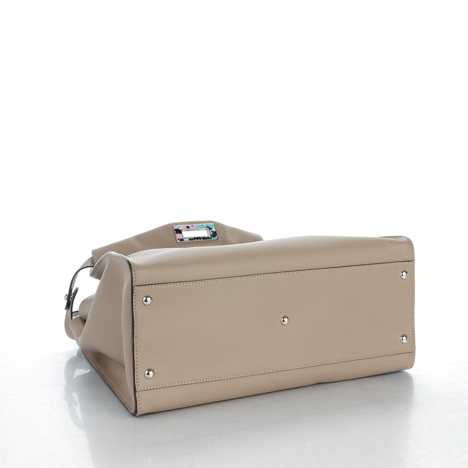Fendi Vitello Seta Plexiglass Granite Large Peekaboo Iconic Satchel Tortora 4 of 7