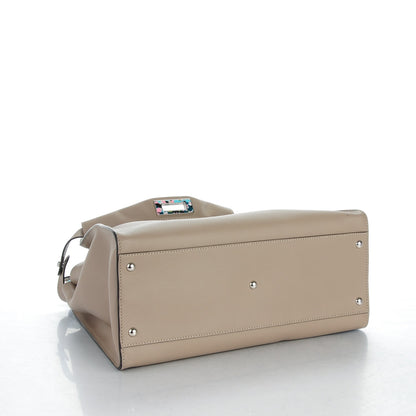 Fendi Vitello Seta Plexiglass Granite Large Peekaboo Iconic Satchel Tortora 4 of 7