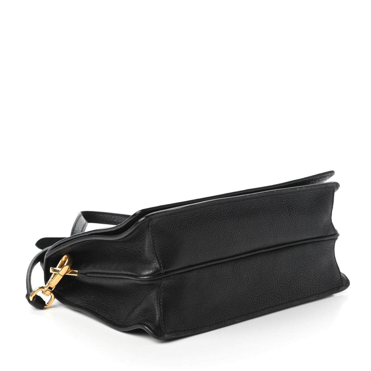 Vitello Daino Double Strap Flap Crossbody Black