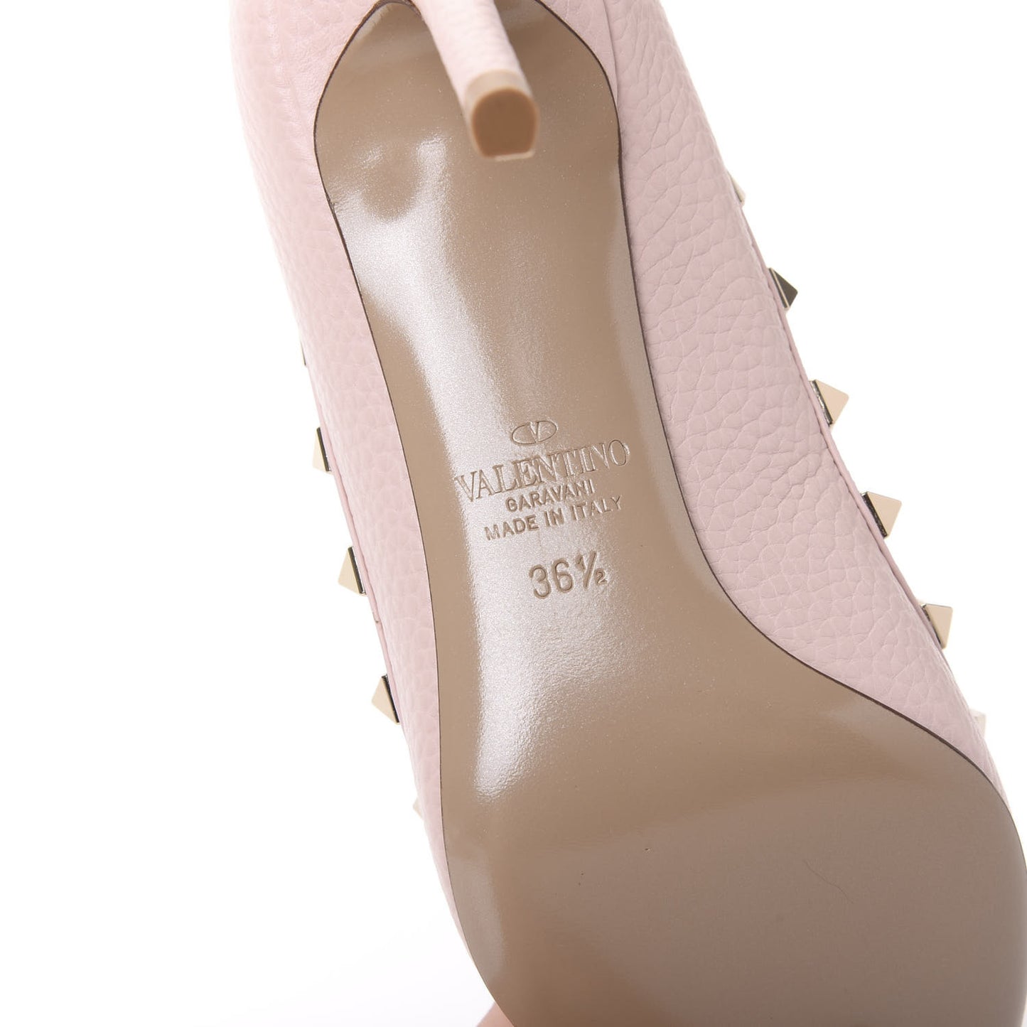 Pebbled Calfskin Rockstud 85mm Pumps 36.5 Rose Quartz