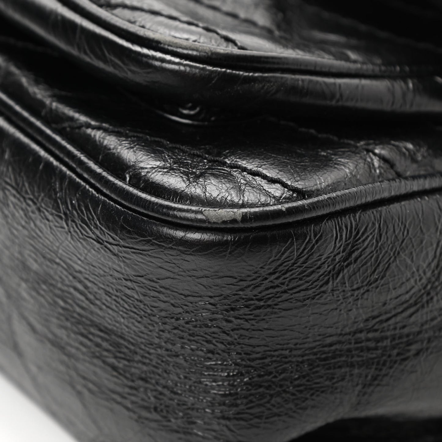 Crinkled Calfskin Matelasse Monogram Medium Niki Chain Satchel Black