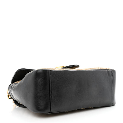 Gucci Monogram Azalea Calfskin Matelasse Diagonal Small GG Marmont Top Handle Shoulder Bag Beige Ebony Black 4 of 11