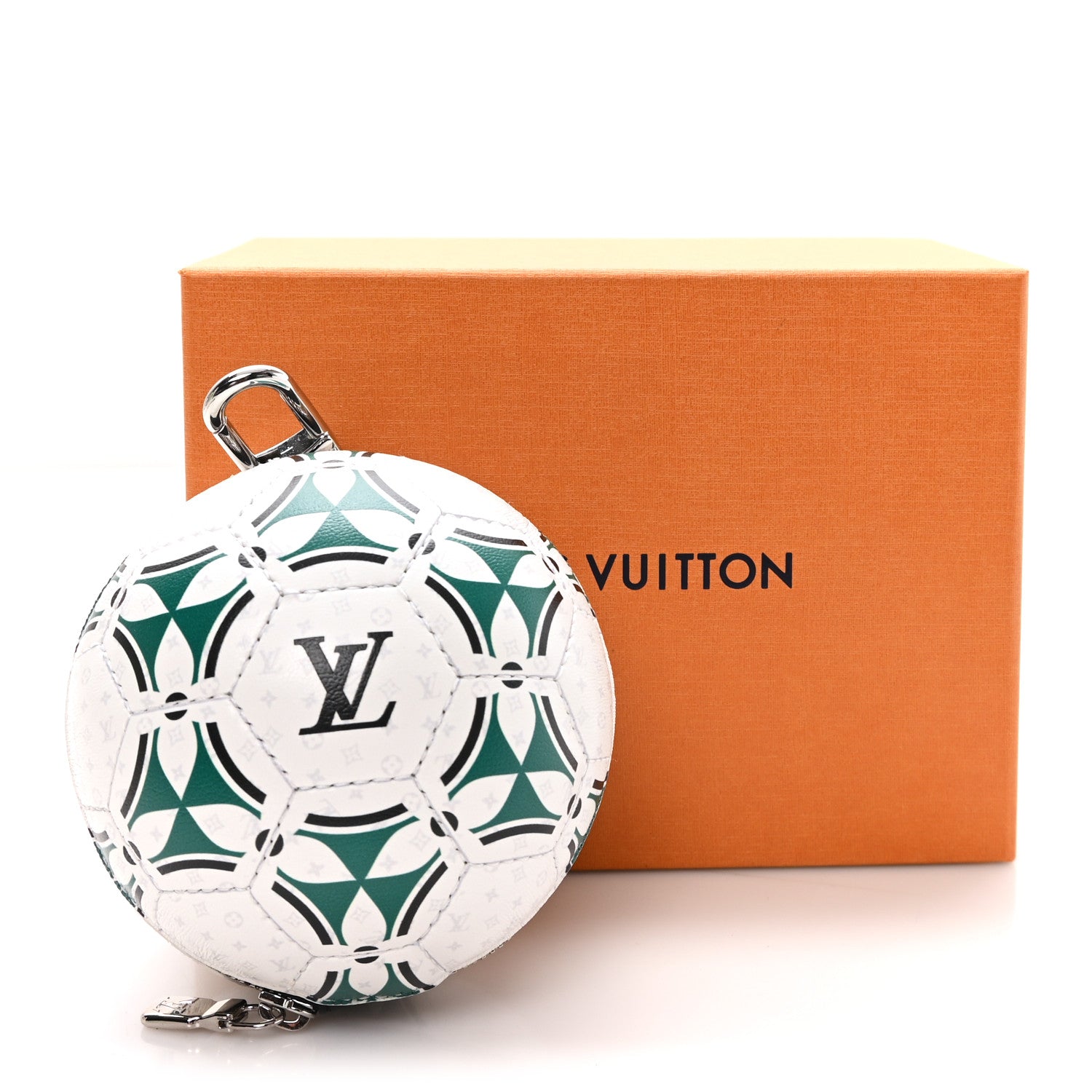 Louis Vuitton Calfskin Monogram LV Football Pouch Bag Charm White 6 of 6