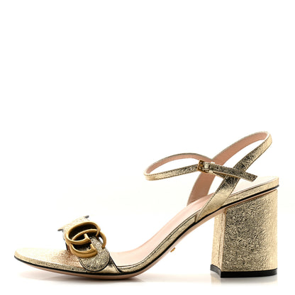 Gucci Galassia GG Marmont Ankle Wrap 75mm Sandals 37.5 Platino 1 of 10