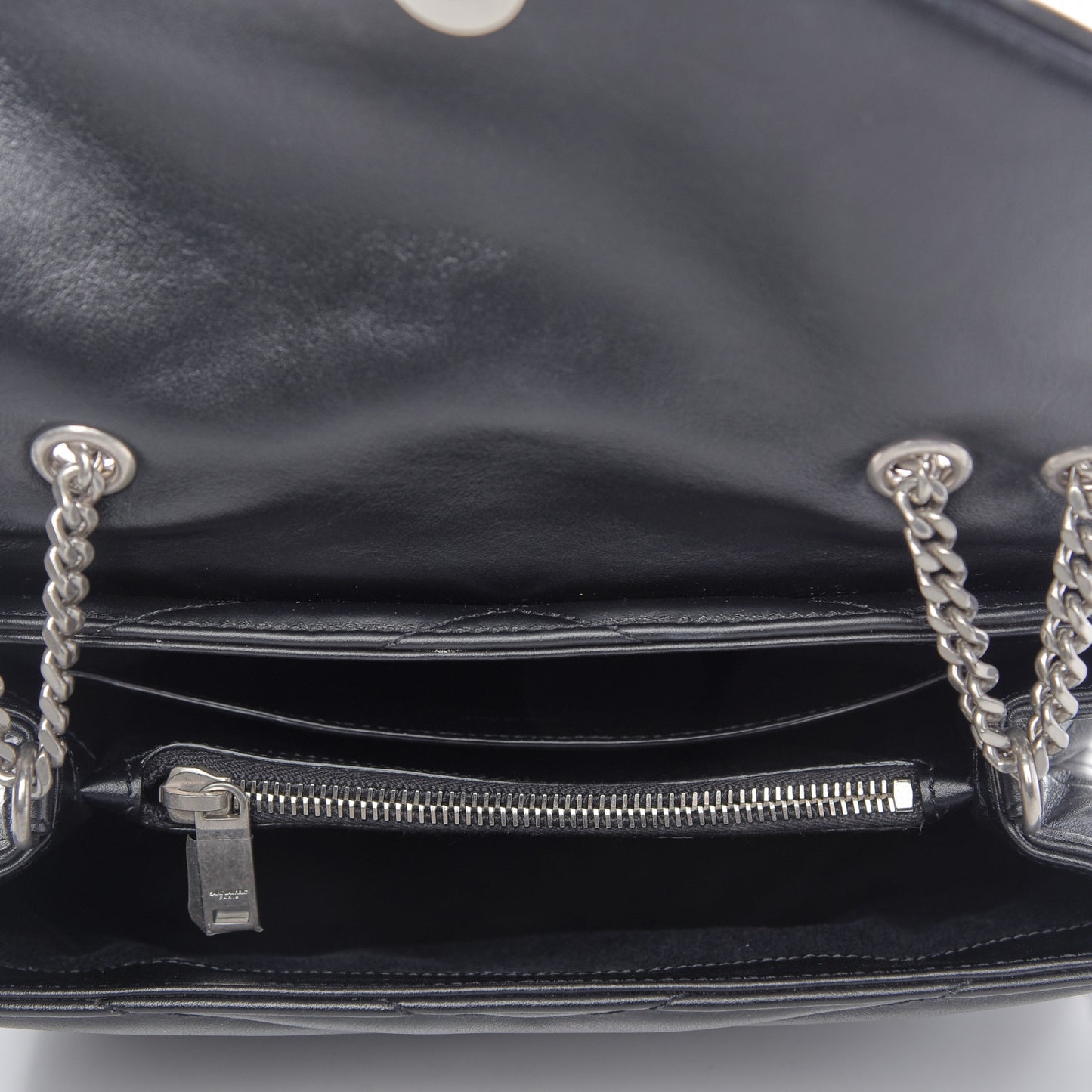 Calfskin Y Quilted Monogram Small Loulou Chain Satchel Black