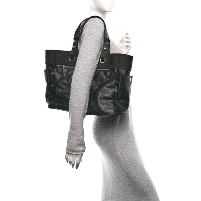 Chanel Coated Canvas Quilted Large Paris Biarritz Tote Black 2 of 11