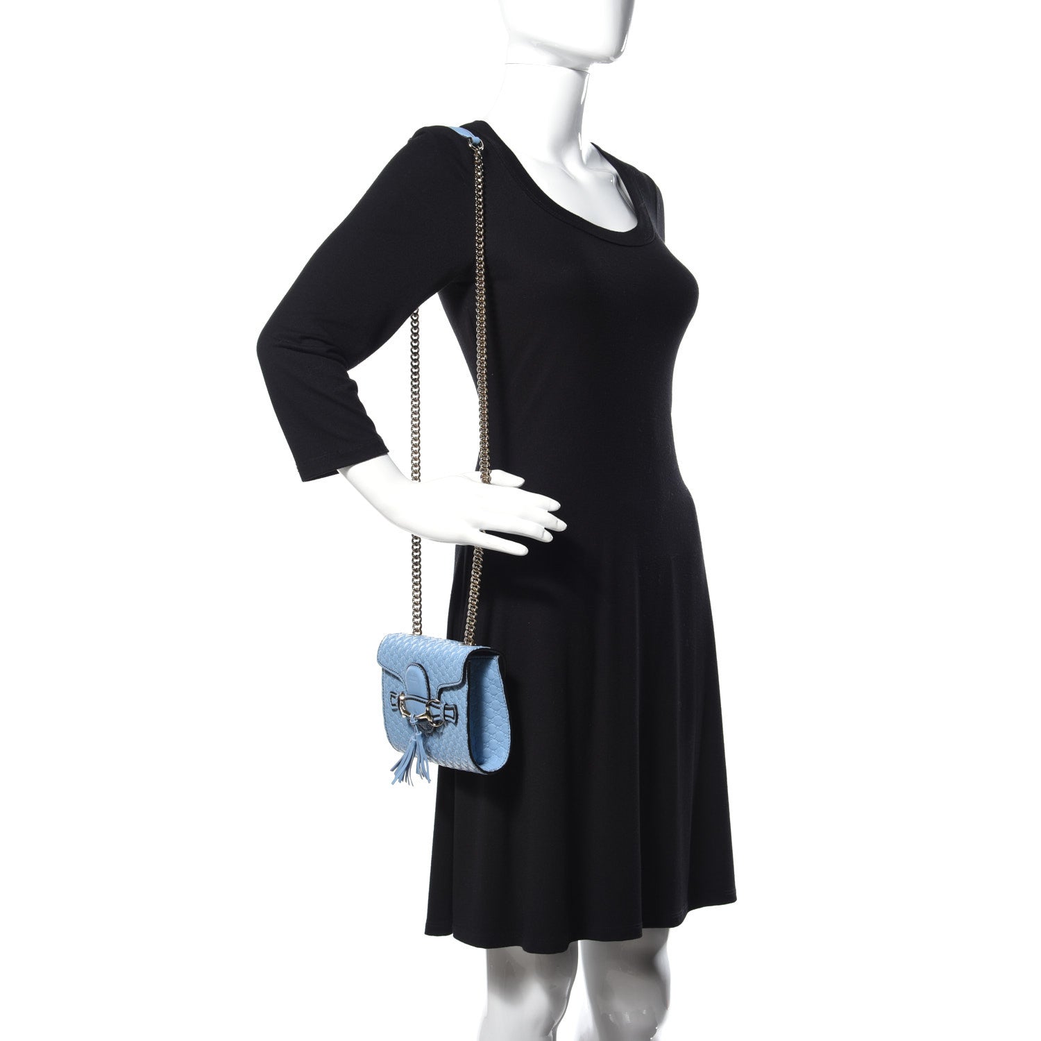 Gucci Soft Microguccissima Mini Emily Chain Shoulder Bag Mineral Blue 2 of 11