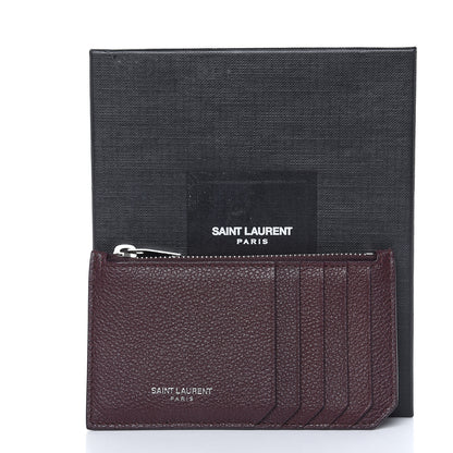 Saint Laurent Grained Calfskin 5 Fragments Zip Pouch Card Holder Bordeaux 8 of 8