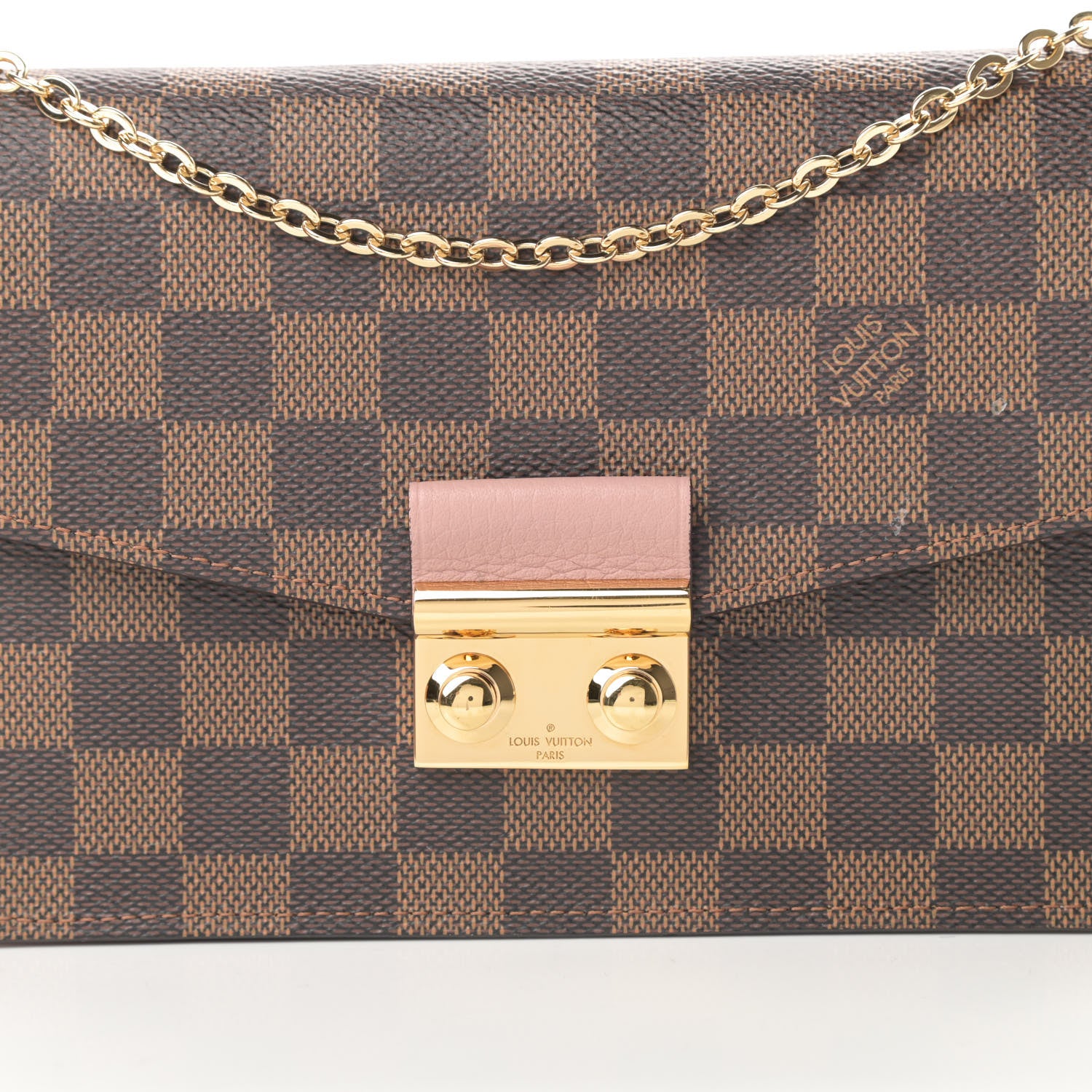 Louis Vuitton Damier Ebene Croisette Chain Wallet Magnolia 8 of 14