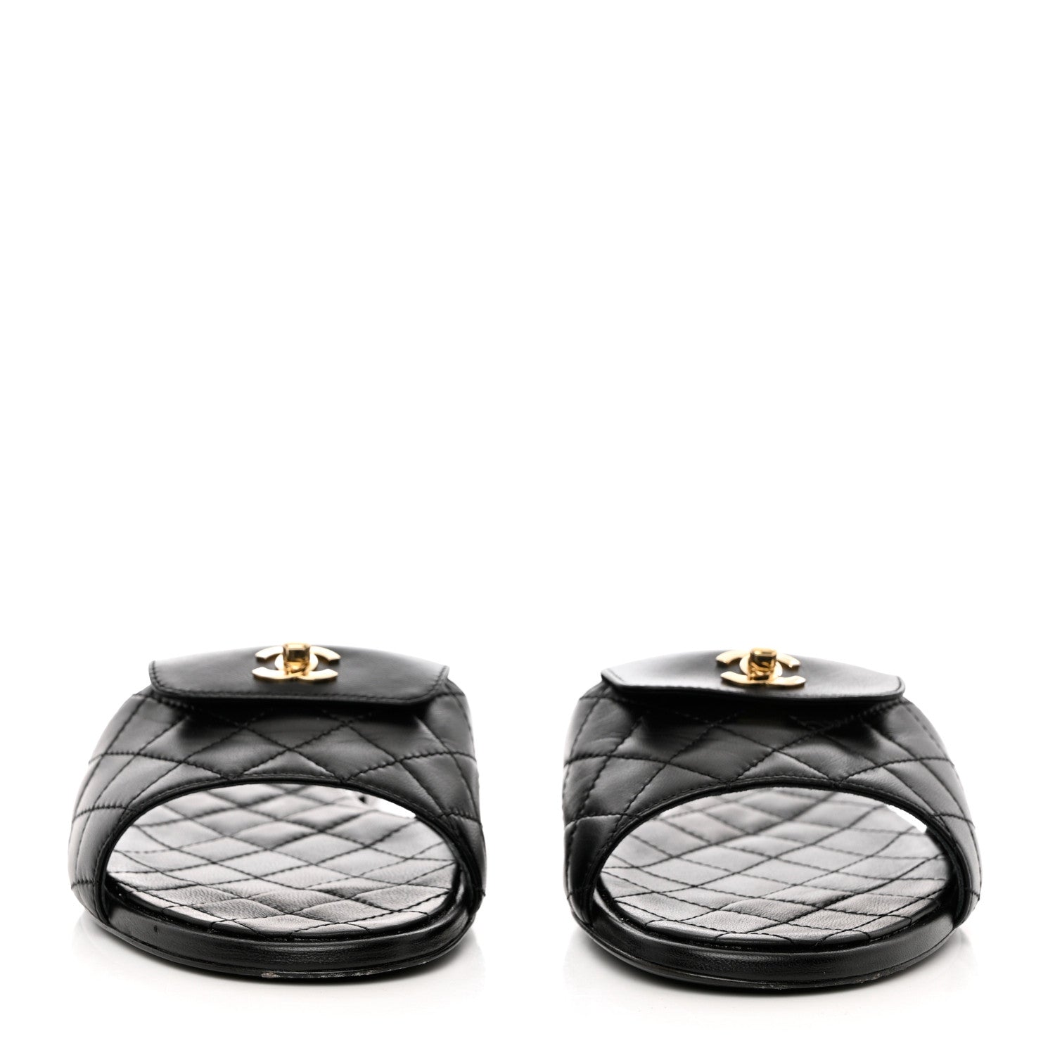 Chanel Lambskin Quilted CC Turnlock Sandals 41 Black 2 of 11