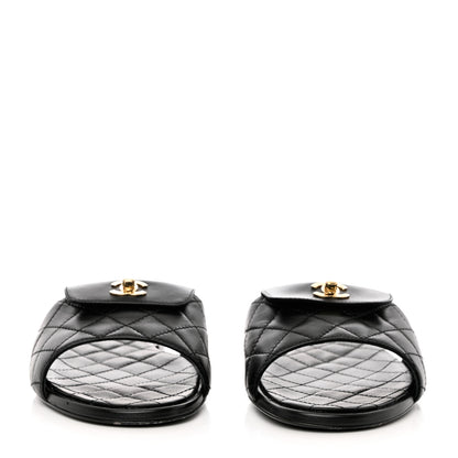 Chanel Lambskin Quilted CC Turnlock Sandals 41 Black 2 of 11