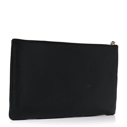 Gucci Pebbled Calfskin Large Bamboo Clutch Black 3 of 8
