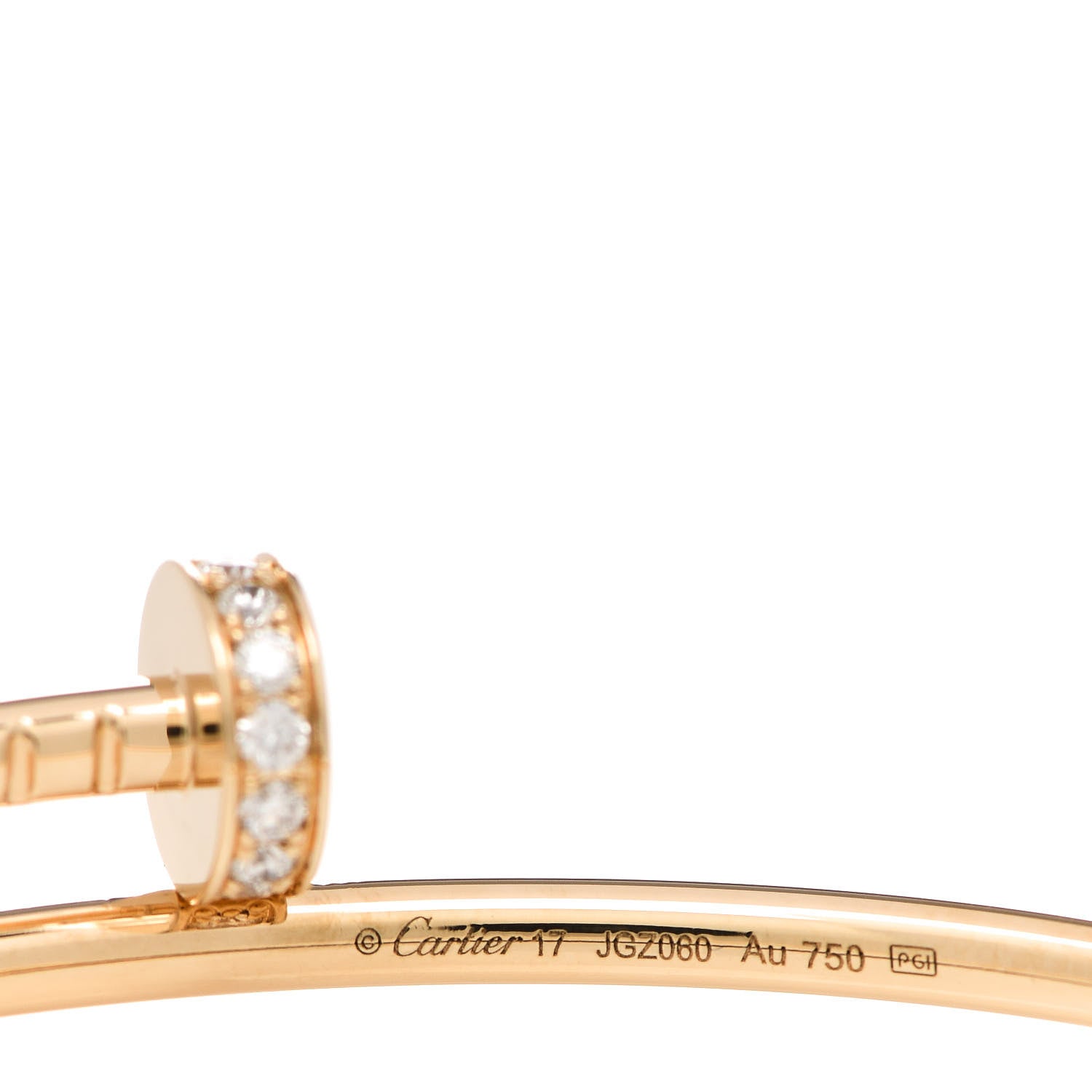 Cartier 18K Yellow Gold Diamond Small Juste Un Clou Bracelet 17 3 of 4