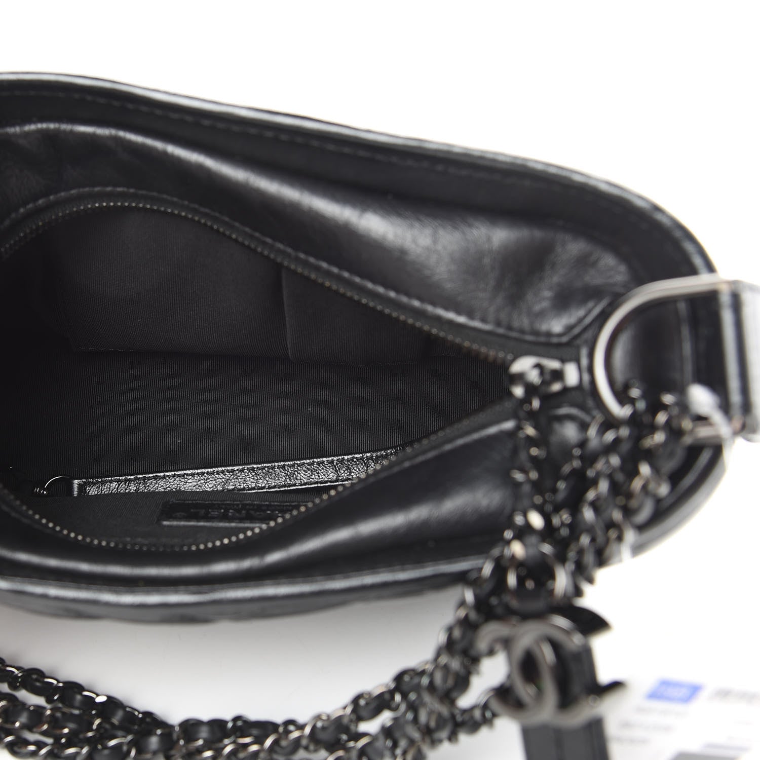Chanel Aged Calfskin Chevron Quilted Small Gabrielle Hobo So Black 5 of 13