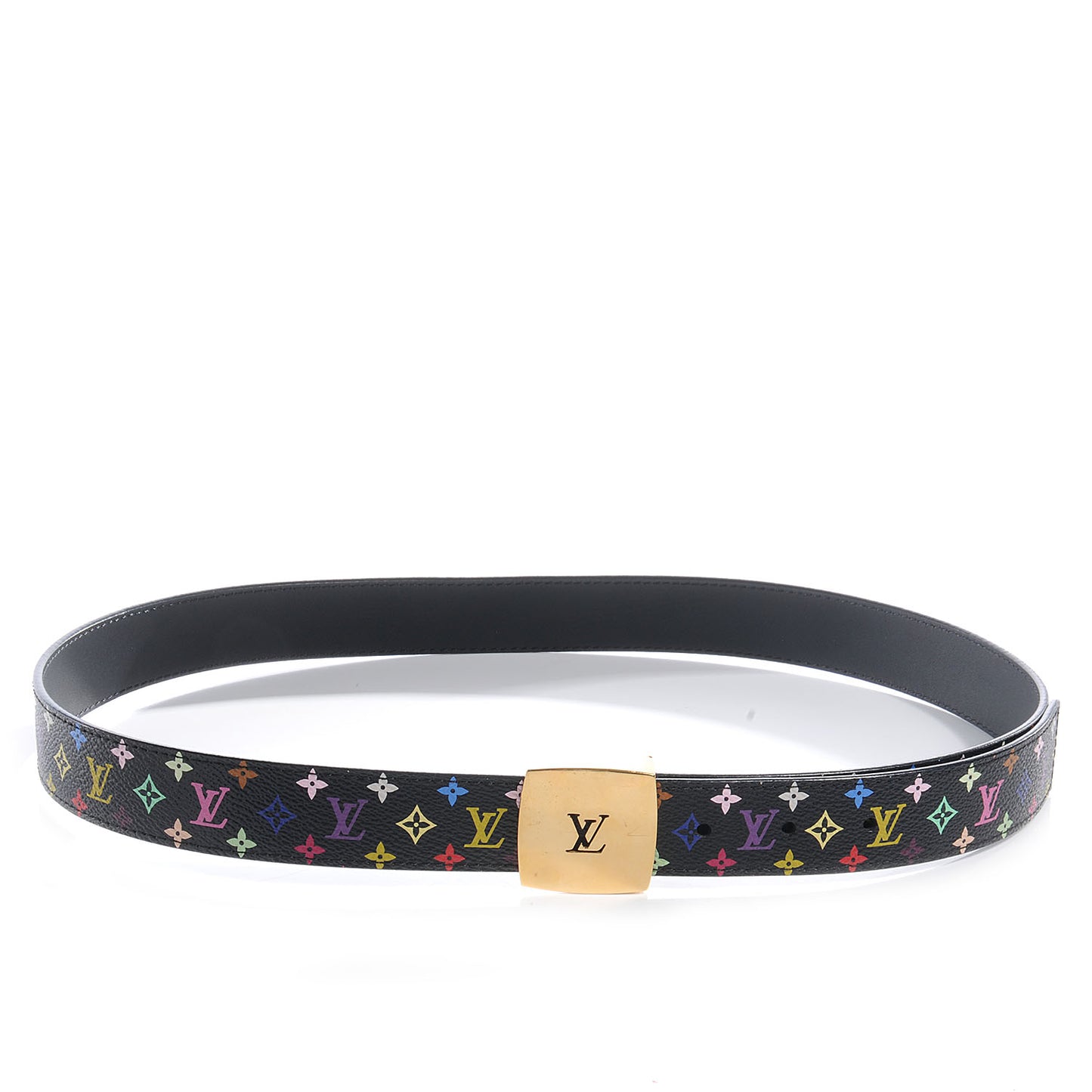 Monogram Multicolor LV Cut Belt Black w Gold 90 36