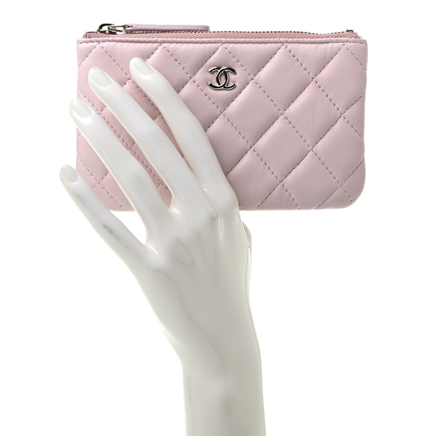 Chanel Lambskin Quilted Small Cosmetic Case Pink 2 of 8