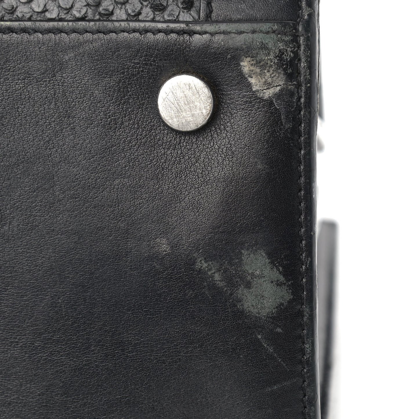 Python Calfskin Embossed Small Sac de Jour Black