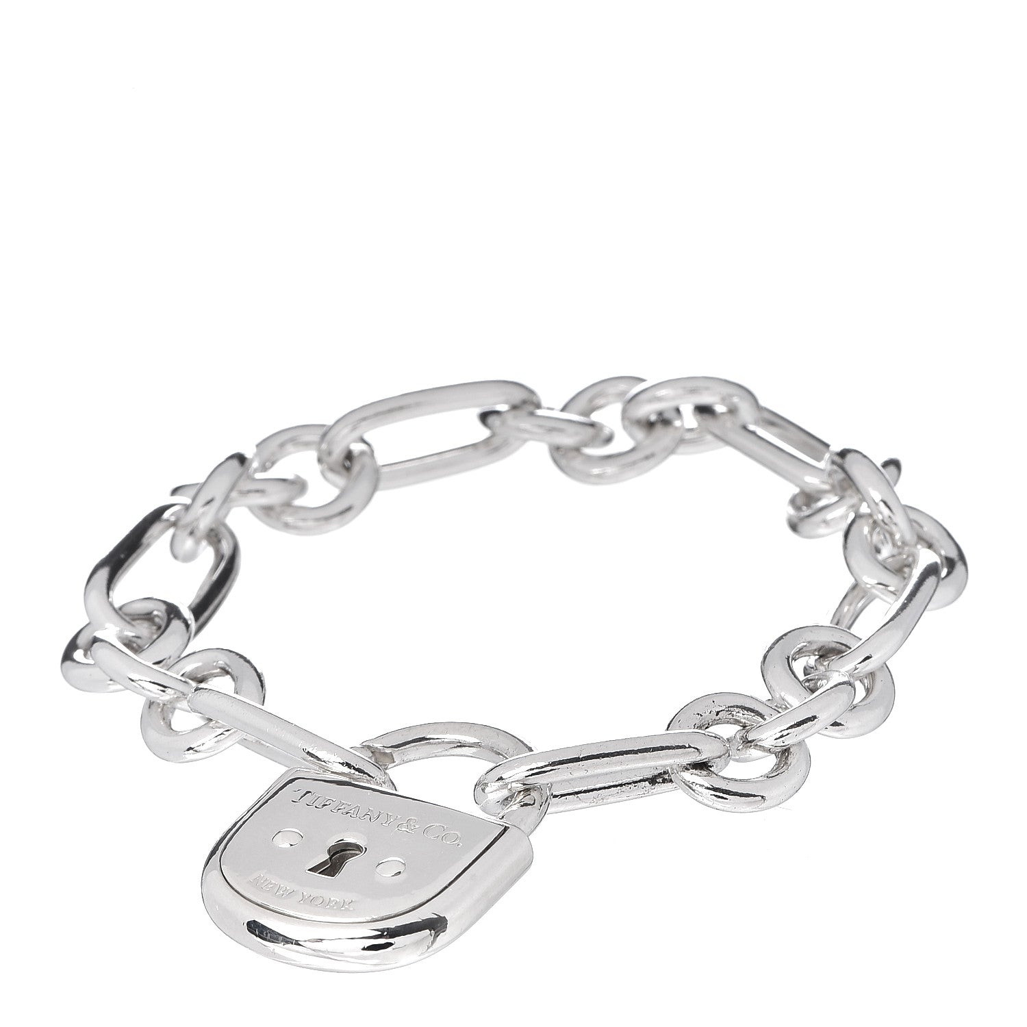 Tiffany Sterling Silver Lock Charm Bracelet 1 of 4