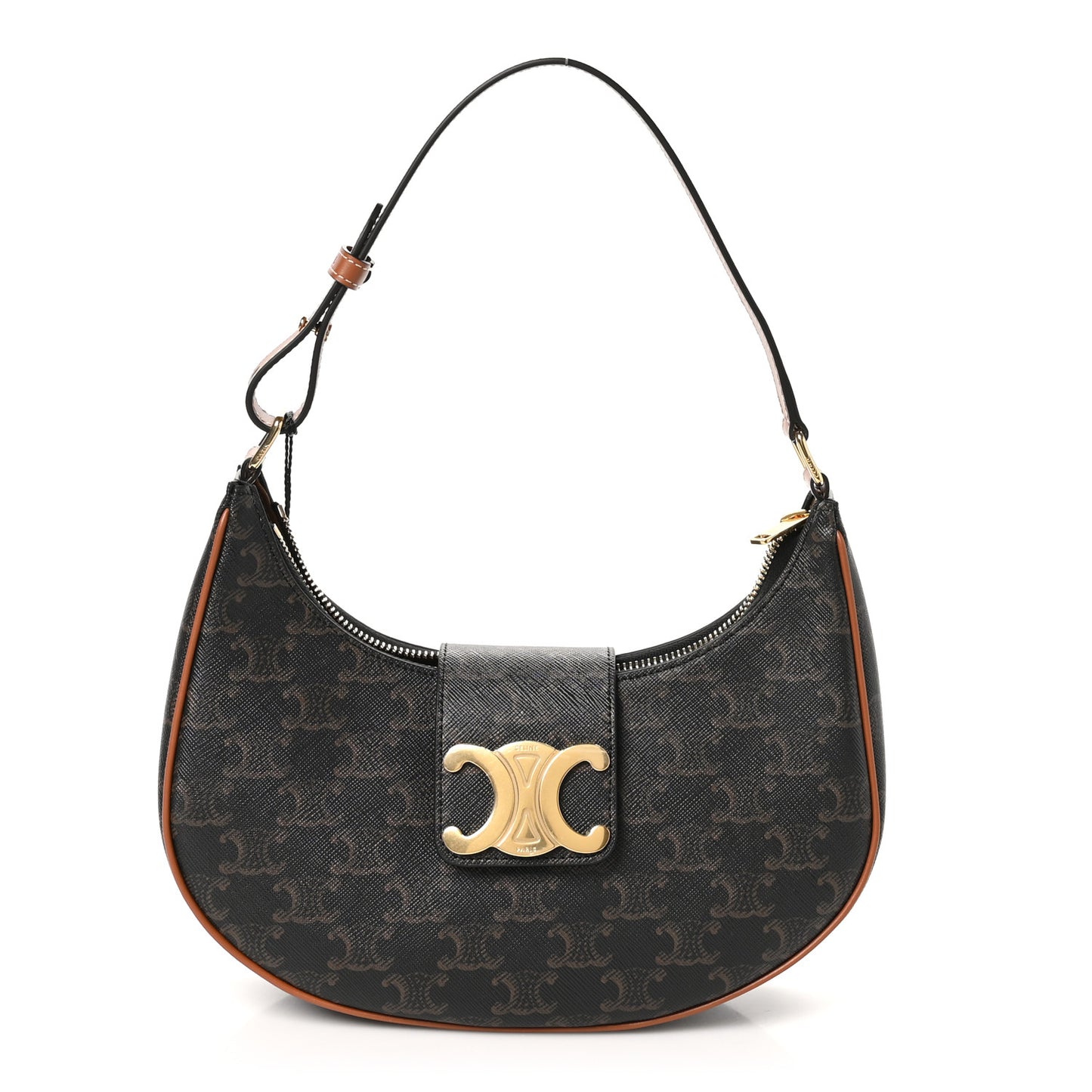 Triomphe Canvas Calfskin Medium Strap Ava Triomphe Shoulder Bag Tan