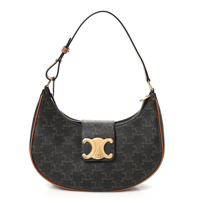 Celine Triomphe Canvas Calfskin Medium Strap Ava Triomphe Shoulder Bag Tan 1 of 9