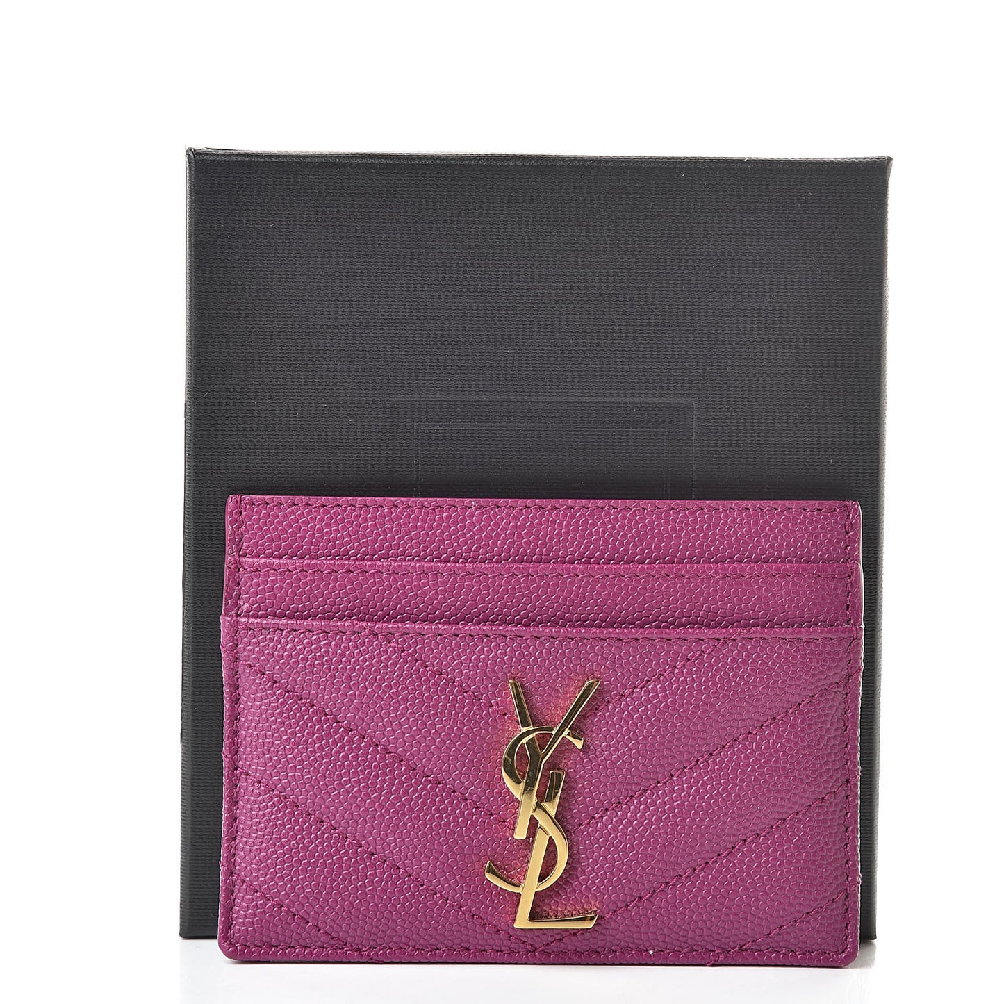 Grain De Poudre Matelasse Chevron Monogram Credit Card Case Dark Grape