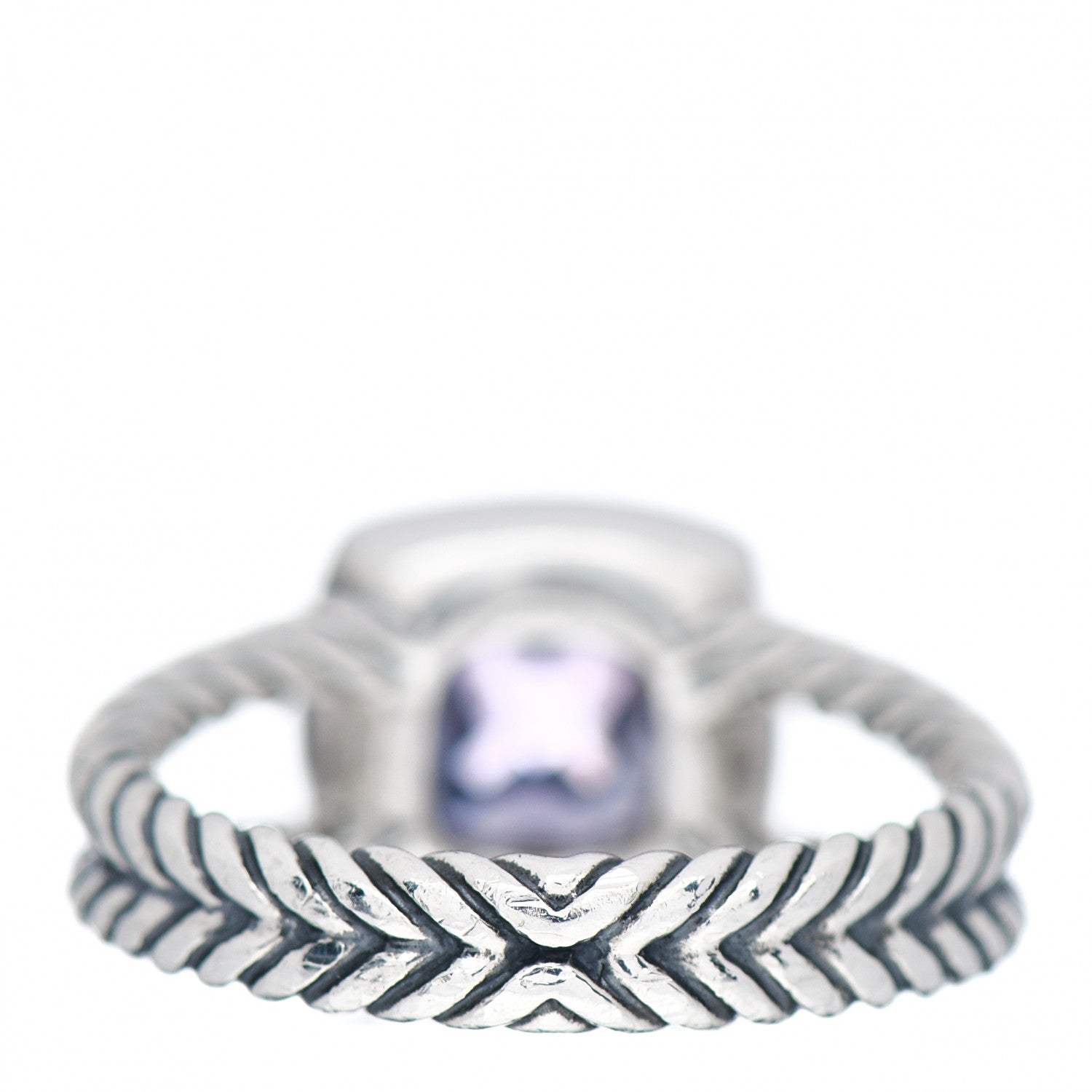 David Yurman Sterling Silver Diamond Amethyst 7mm Petite Albion Ring 54 7 4 of 5